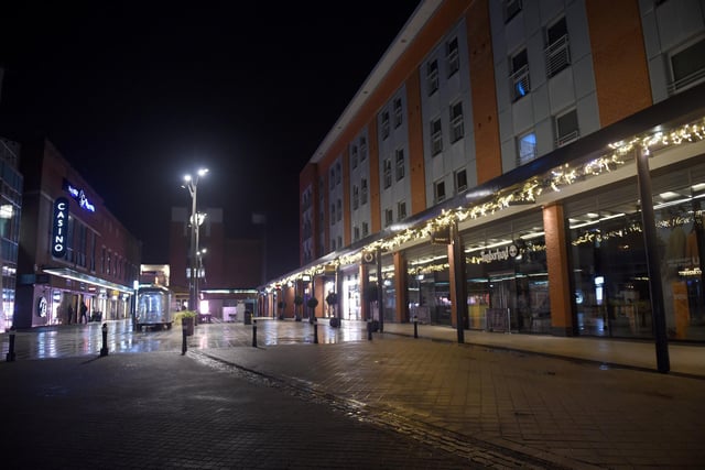 Christmas lights and decorations are being put up at Gunwharf Quays. Picture: Sarah Standing (041122-5271)