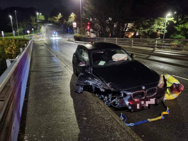 Crash on Portsdown Hill Road. Pic Stuart Vaizey