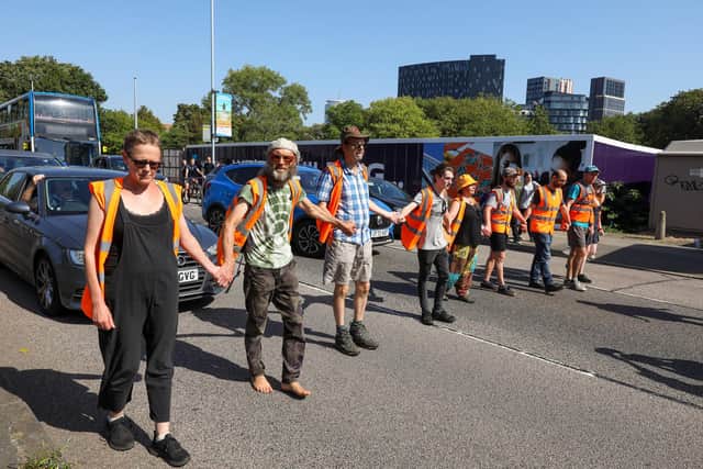 The Just Stop Oil protest in Anglesea Road, Portsmouth.
Picture: Chris Moorhouse