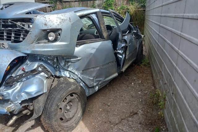 Gwen's car after the horror crash.