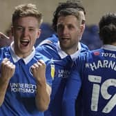 Harvey White celebrates scoring for Pompey against Oxford. Picture: Joe Pepler