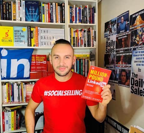 Daniel Disney with his book The Million-Pound LinkedIn Message