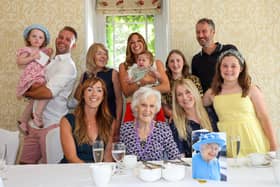 Edna Blott celebrated her 100th Birthday with all her family on Saturday afternoon at the Brookfield Hotel in Havant.



Pictured - Edna Blott with her family, Donna Wood, Samantha Wood, Jonathan Wood, Geoffrey Prichard, Ella Prichard, Hannah Prichard, Isabella Scott, 14, Cindy Scott, 11, Holly Wood, 2 and Mimi Prichard, 5 months.



Photos By Alex Shute