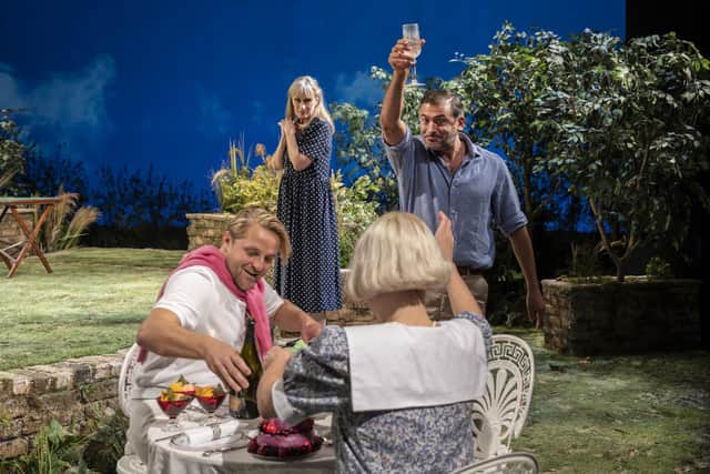 Orlando James, Jenna Russell, Marc Elliott & Flora Higgins in Woman in Mind at Chichester Festival Theatre. Photo by Johan Persson