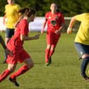 Sheree Bell-Jack, right, in action for Moneyfields in a Southern Region Premier Division match in 2019/20. Picture: Keith Woodland