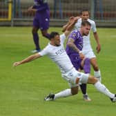 Josh Taylor in action for Hawks against Dartford in last season's National League South play-off semi-final. Photo by Dave Haines