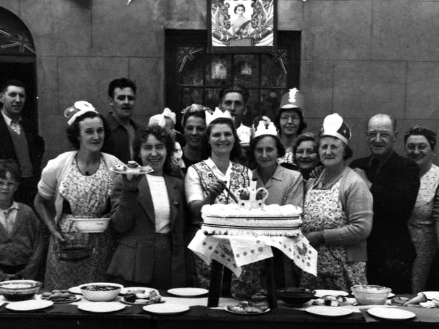 Residents of Seymour Street, Buckland enjoying the 1953 Coronation street party.
