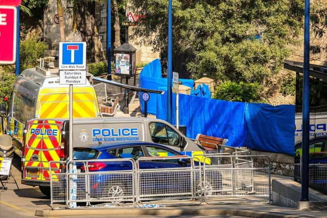 Royal Gibraltar Police at Trafalgar Cemetery in Gibraltar on September 21 2020 in the resumed search for missing Royal Navy sailor Simon Parkes. Picture: Johnny Bugeja/Gibraltar Chronicle