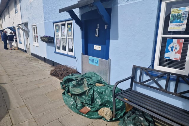 Flood defences outside a house in Langstone High Street.