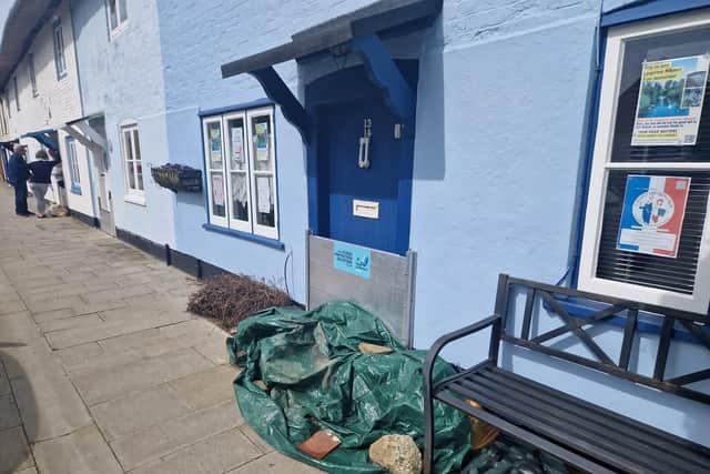 Flood defences outside a house in Langstone High Street following the flood.