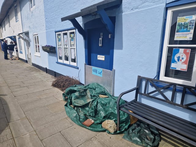 Flood defences outside a house in Langstone High Street.