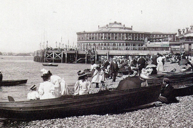 Row boats for hire alongside Clarence Pier.