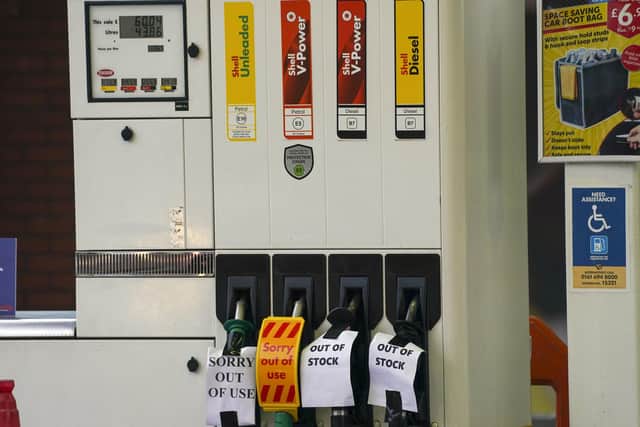 A Shell petrol station which is out of fuel. Picture: Steve Parsons/PA Wire