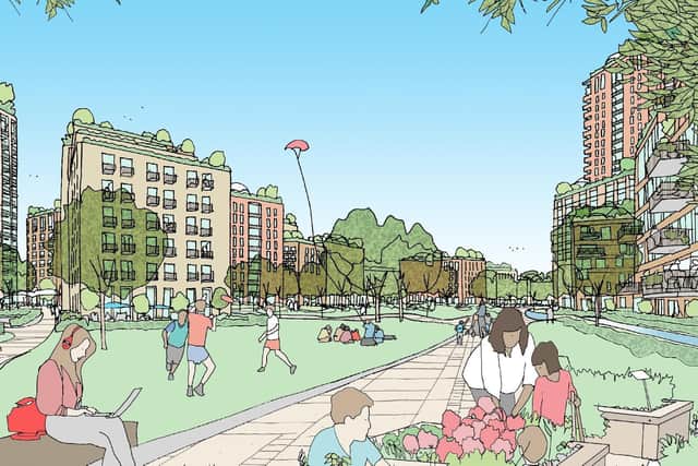 An artist's impression of what the new city centre green space could look like Picture: Portsmouth City Council