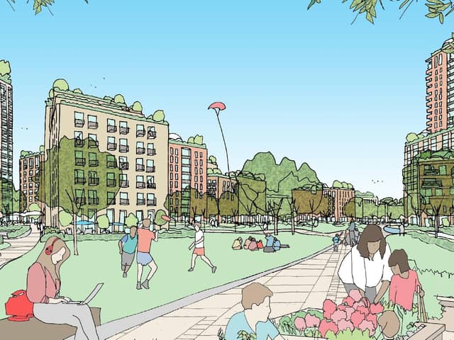 An artist's impression of what the new city centre green space could look like Picture: Portsmouth City Council