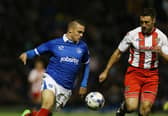 Miles Storey in action against Stevenage in October 2014. He made 22 appearances for Pompey on loan from Swindon - and is now at FA Cup opponents Hereford. Picture: Joe Pepler