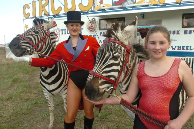 Ring mistress Petra Jackson and Madalane Timmis of Mondao Circus which pitched its big top in a field off Bowshaw roundabout, near Dronfield, in 2007.
