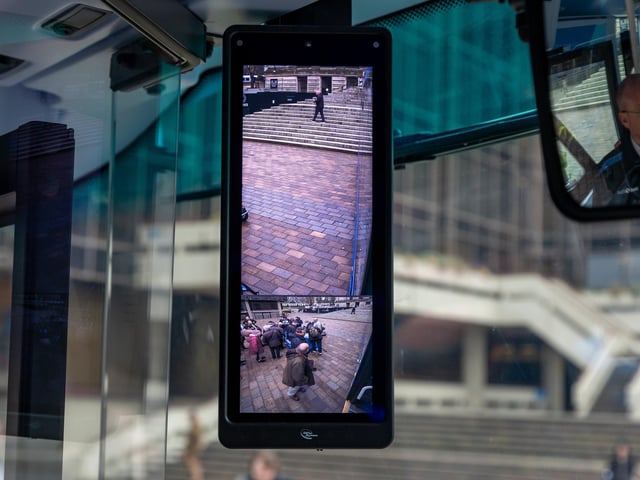 No more mirrors: the buses provide drivers with all-round views via exterior mounted cameras. Picture: Mike Cooter (110324)