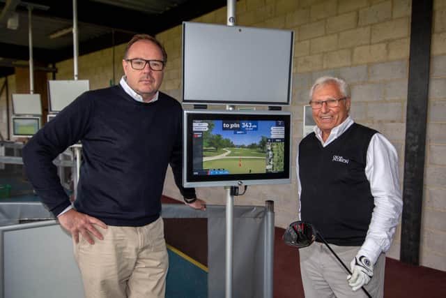 Sean Brady of Toptracer (left) and Neil Barnes (right) with the new Toptracer technology
Picture: Habibur Rahman