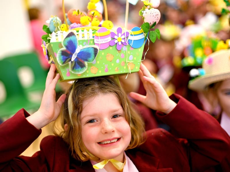 Pupils with their colourful creations