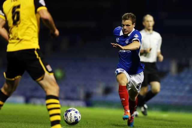 Nick Awford, pictured against Northampton in October 2014, made five appearances for Pompey. Picture: Joe Pepler