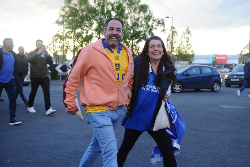 Fans in and out of the ground at Fratton Park as they prepare for the matchPicture: Sarah Standing (160424-7423)