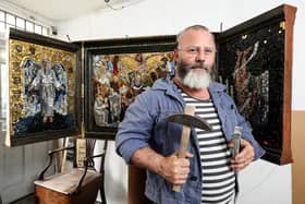 Artist Pete Codling at work on Byzantine mosaics celebrating the life of St Jerome, in his Southsea studio. Picture: Chris Moorhouse