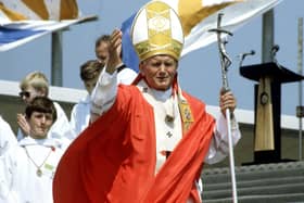 Pope John Paul II during his visit to England in May 1982 Picture: Hulton Archive/Getty Images)
