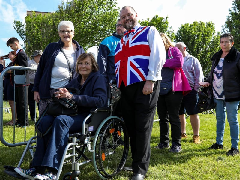 Front, from left: Gill Norris, Karen Daugherty and Grant Hardy at the D-Day 80 national commemorative event.Picture: Chris  Moorhouse (050624-020)