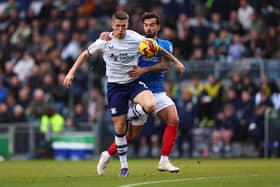 Emil Riis Jakobsen of Preston North End competes for the ball with Marlon Pack. Picture: Shaun Brooks/CameraSport