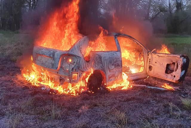 Car fire in Crookham Village. Picture: Fleet Fire Station via Twitter