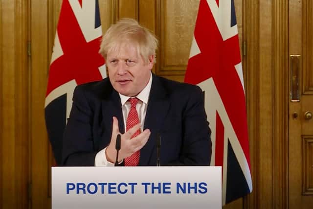 A screen-grab of Prime Minister Boris Johnson  speaking at a media briefing in Downing Street, London, on coronavirus. Picture: PA Video/PA Wire