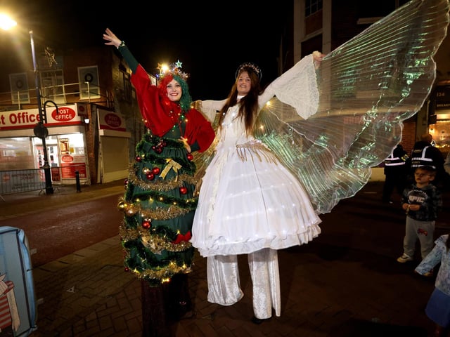 Entertainers at the Gosport High Street Christmas Lights Switch On.