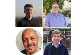The candidates for the Portchester East by-election on October 20. Clockwise from top left, Dominic Martin of the Labour Party, Ciaran Urry-Tuttiett of the Liberal Democrats, Harry Davis of the Conservatives, and David Wiltshire of Fareham Independent Group