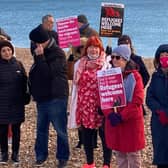 Some of the campaigners marking the vigil in honour of the 27 migrants who died attempting to cross the Channel