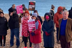 Some of the campaigners marking the vigil in honour of the 27 migrants who died attempting to cross the Channel