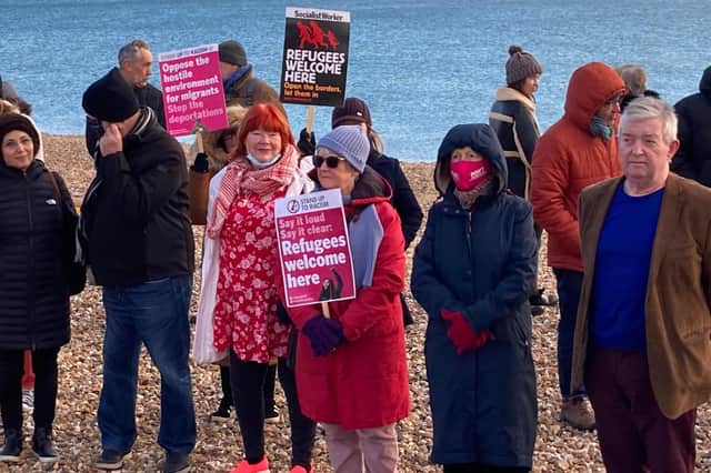 Some of the campaigners marking the vigil in honour of the 27 migrants who died attempting to cross the Channel