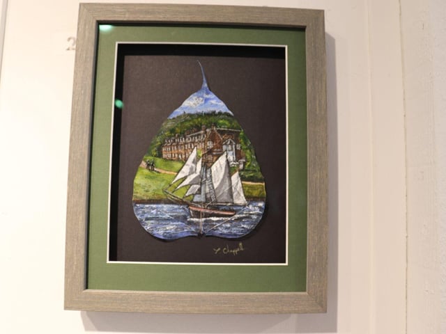 Artwork on a leaf in The Art of Buckler's Hard exhibition