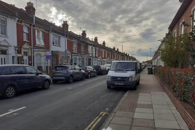 Queen's Road in Fratton where a pensioner was attacked by two intruders.