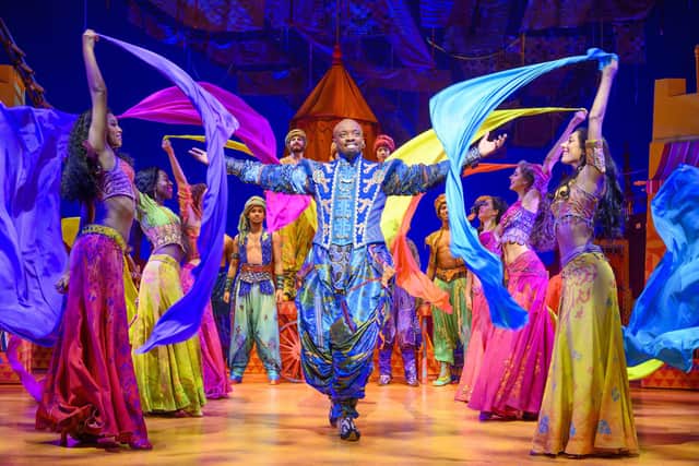 Yeukayi Ushe as Genie in Aladdin. Picture by Deen van Meer