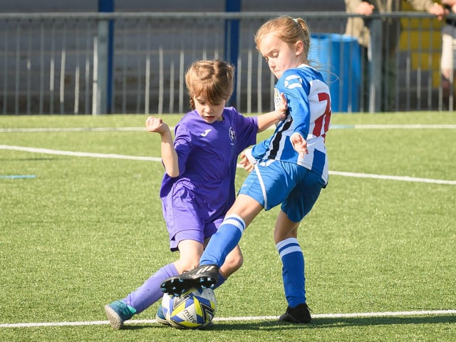 Stoneham Lionesses (all purple kit) versus Crofton Saints. Picture: Keith Woodland (030621-44)
