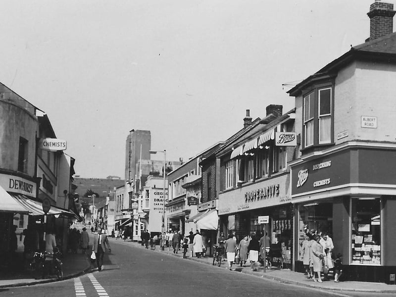 Looking north up High Street, Cosham from Albert Road junction. This part has since been pedestrianised. Picture: Barry Cox collection