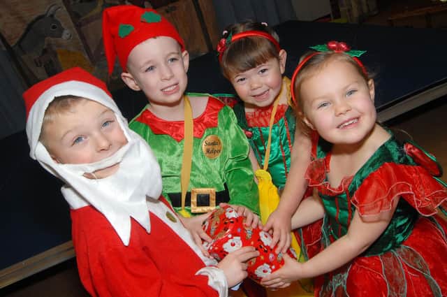 Priestsic School's nativity.
Santa and some of his elves are Bobby Joe Haynes, Harrison Praass, Katie Waring and Mischa Billings.