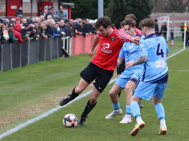 Fareham (red) v Portchester. Picture by Ken Walker