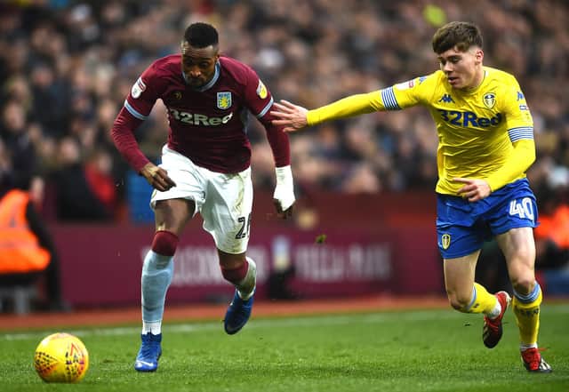 Leif Davis, right, in Championship action against Aston Villa during the 2018-19 season.  Picture: Nathan Stirk/Getty Images
