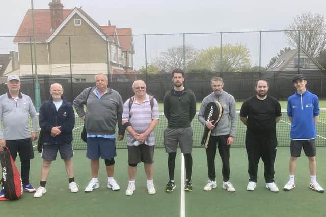 Lee 4 v Southsea 2 (from left): Rod Smith , Oscar Whild, Neil Skelton, Chris Wilde, James Fryer, Alwyn Lewis, Dave Robjohns and Chris Wright
