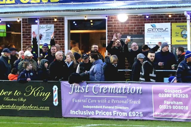 Gosport Borough fans are pleased with the win over Farnborough Picture: Tom Phillips