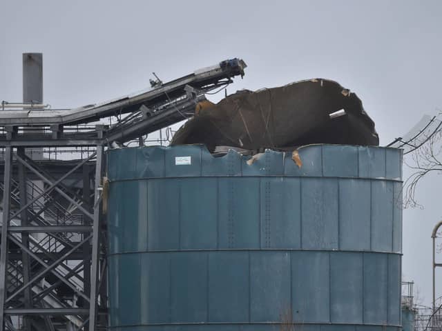 The scene in Avonmouth, Bristol, as fire crews, police and paramedics are responding to a large explosion at a warehouse where there have been multiple casualties. (pic: PA)