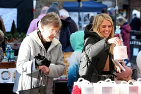 Gloria Quantick and her graddaughter, Beth Davis. Portchester Christmas Market in Portchester Precinct
Picture: Chris Moorhouse (jpns 251123-31)