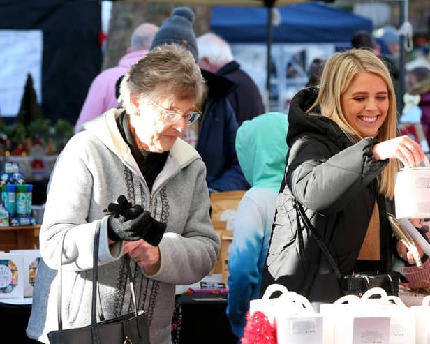 Gloria Quantick and her graddaughter, Beth Davis. Portchester Christmas Market in Portchester Precinct
Picture: Chris Moorhouse (jpns 251123-31)